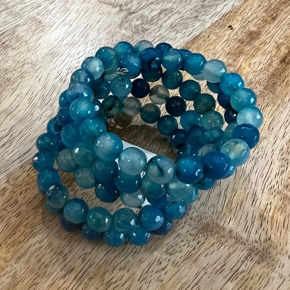 Blue Appetite Crystal Bead Wrap Bracelet, NWT - Picture 1 of 6
